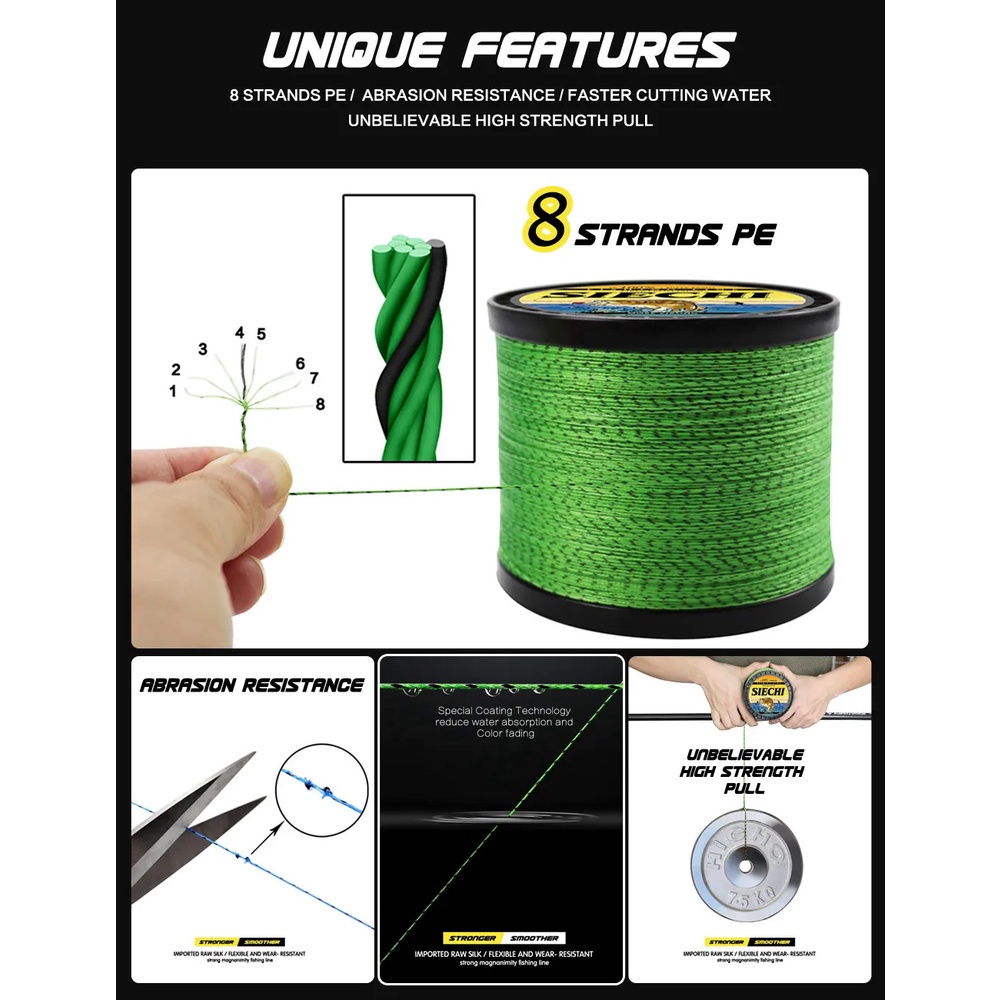 Dây Câu Cá pe 300m 8 Sợi Chống Mài Mòn Chống Mài Mòn Mới