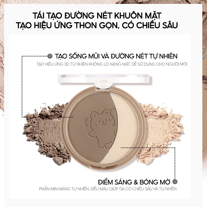 Phấn Tạo Khối Bắt Sáng XIXI 2 Màu Mịn Màng Tạo Hiệu Ứng Tự Nhiên Hài Hòa Dễ Tán Đều Màu 6.8g KUROMI