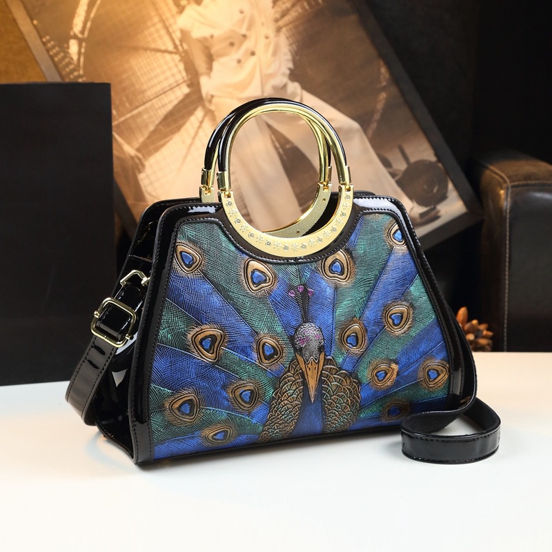 Túi Xách Da Cỡ Lớn Họa Tiết Chim Công Phong Cách Mới 2023 Cho Nữ