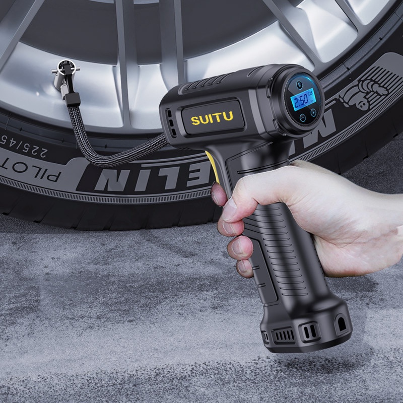 Bơm lốp ô tô, bơm xe hơi, xe máy xe đạp cầm tay nhỏ gọn cao cấp, chế độ tự ngắt khi bơm đầy - BL01