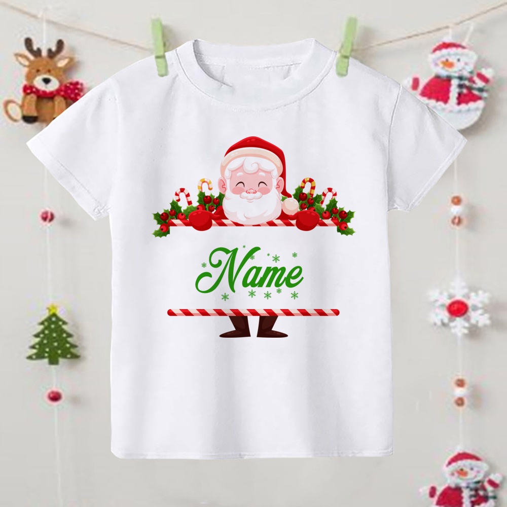 Cá Tính Giáng Sinh Áo Thun Santa Sack Bé Trai Bé Gái Trang Phục Tiệc Sinh Nhật Hoạt Hình Giáng Sinh Có Tên Quần Áo Trẻ Em Tùy Chỉnh