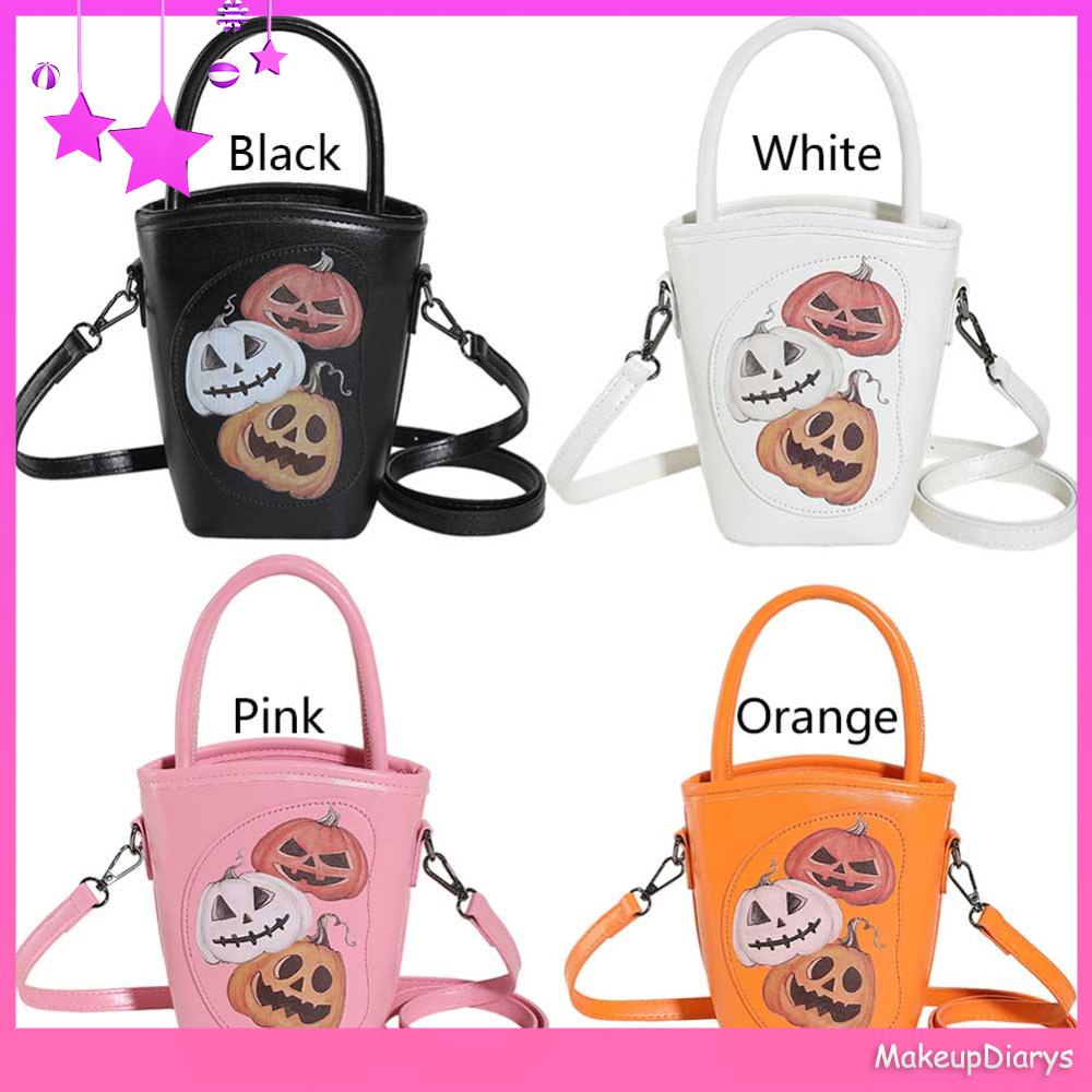 ★ Mỹ Phẩm Trang Điểm ★ Thời Trang Túi Da pu Đeo Chéo In Họa Tiết Bí Ngô Phong Cách halloween Cho Nữ