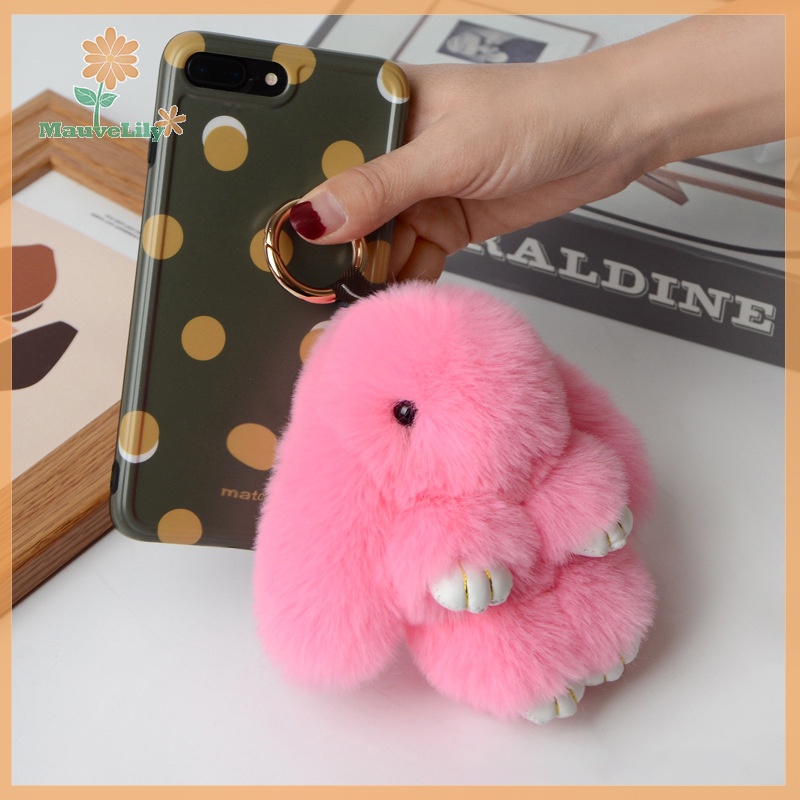 Lily Móc Khóa Thỏ Nhồi Bông Lông Xù Mềm Mại Đáng Yêu