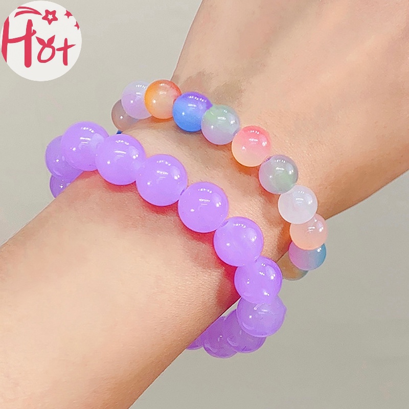 Jr Vòng Tay Chuỗi Hạt Đá Ngọc Bích Màu gradient May Mắn Cho Nam Và Nữ vn