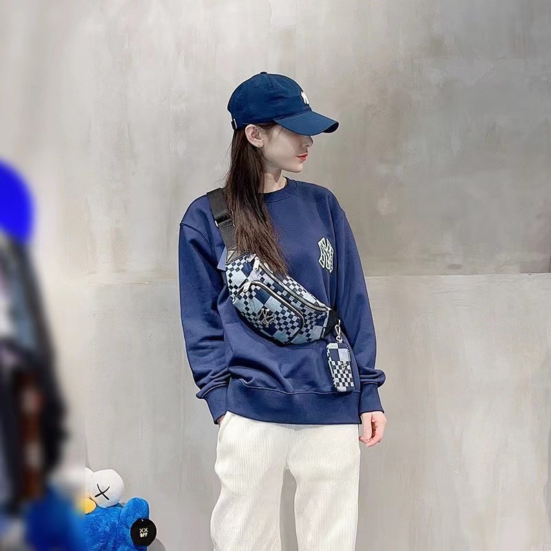 Áo Sweater cotton Cổ Tròn In Chữ mlb2023 Thời Trang Thu Đông Cho Các Cặp Đôi