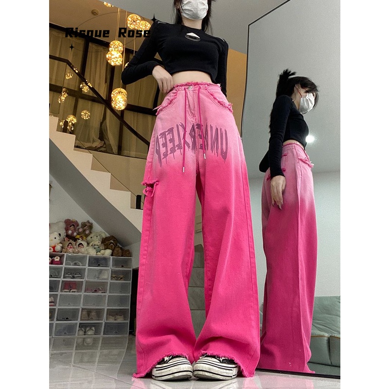 Risque Rose quần ống rộng quần nữ jean Minimalist thời trang Xu hướng xu hướng WNK2300LV0 41Z231011