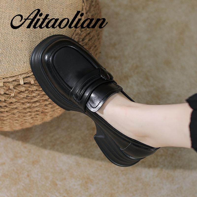 Giày Cao Gót 6cm Da Thật Mềm Phối Khóa Kim Loại Đơn Giản Cho Nữ Thời Trang