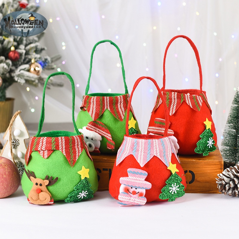 Túi Đựng Quà Giáng Sinh / Kẹo Hình Ông Già Noel Hoạt Hình / Nai Sừng Tấm Dễ Thương Cho Bé
