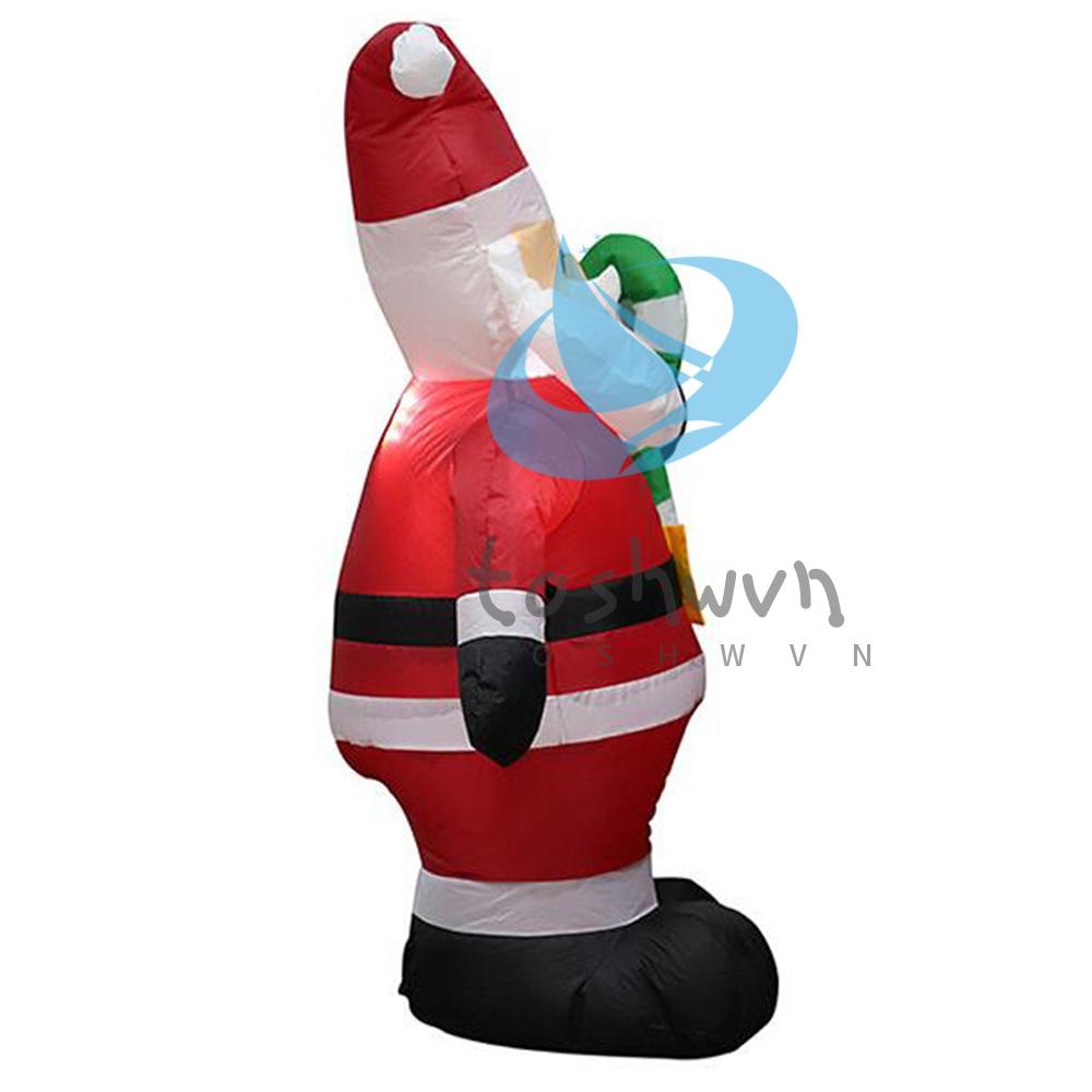 Phao Bơm Hơi 4Ft Trang Trí Giáng Sinh Hình Ông Già Noel Kẹo cane Chống Thấm Nước Phát Sáng Có Đèn led