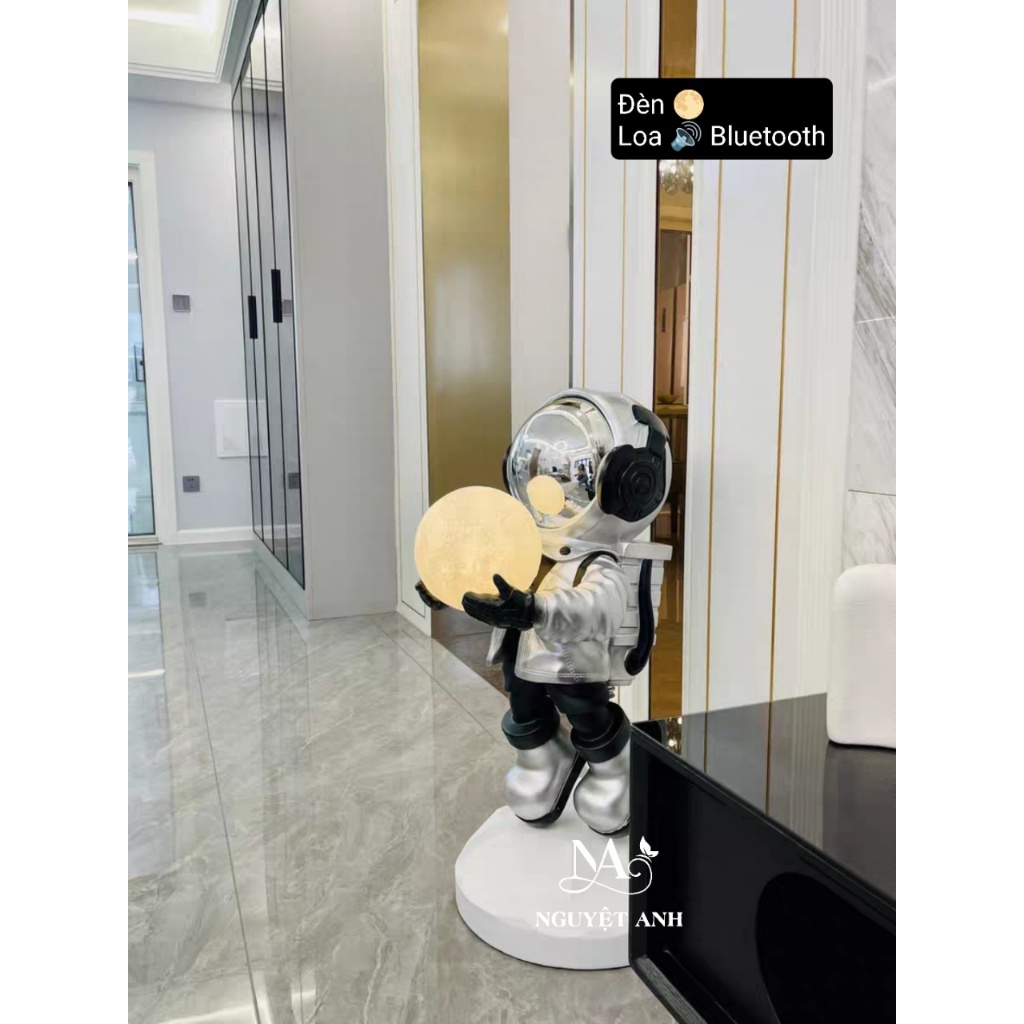 Mô hình phi hành gia bê đèn 80cm -BearBrick decor nhà cửa tặng thêm xe