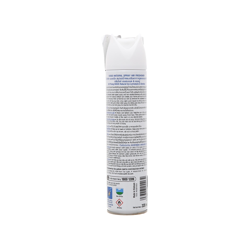 Xịt phòng Oasis natural Air Freshener 320ml chất lượng Nhật, không cồn, hương thơm thiên nhiên