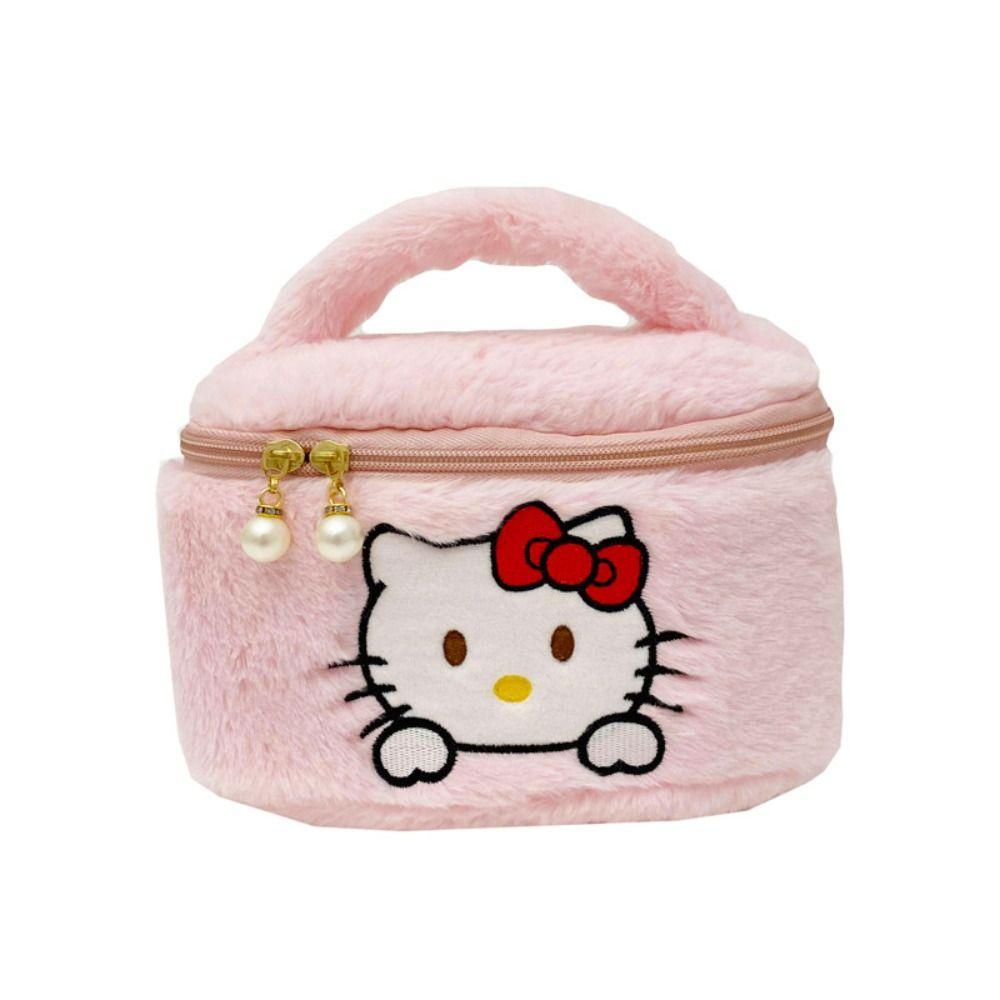 Leota Túi Đựng Điện Thoại / Đồ Trang Điểm Hình Vuông Cỡ Lớn Họa Tiết Hoạt Hình Gấu / Dâu Tây Bằng Lông Nhung Dễ Thương