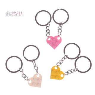 Set 2 móc khóa hình trái tim dễ thương cho cặp đôi