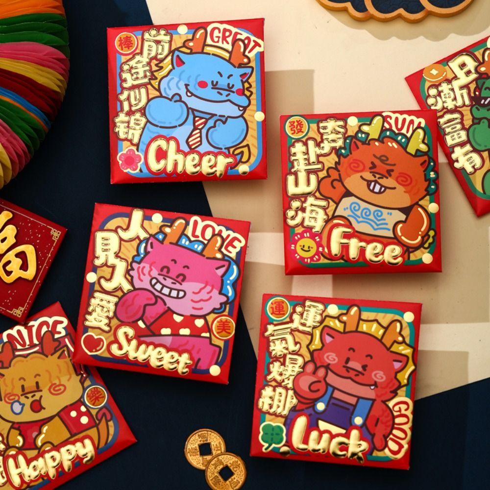 Bao Lì Xì Đỏ May Mắn Họa Tiết Rồng Năm Mới 2024