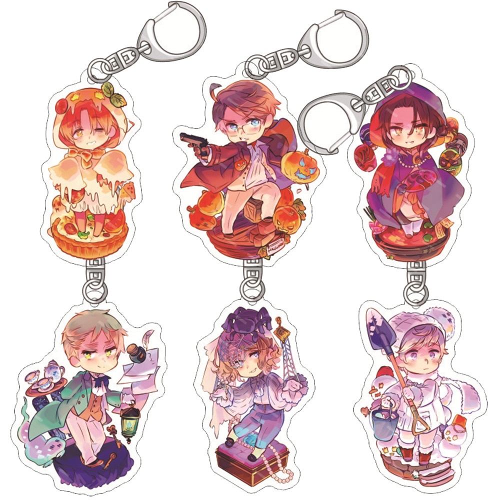 Móc khóa Axis Powers Hetalia Anime xfd Ivan Alfred Arthur Halloween Phụ kiện trang trí túi xách Balo