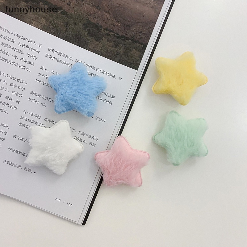 Kẹp Tóc Hình Ngôi Sao Màu Trơn Phối Lông Dễ Thương Thời Trang Cho Bé Gái