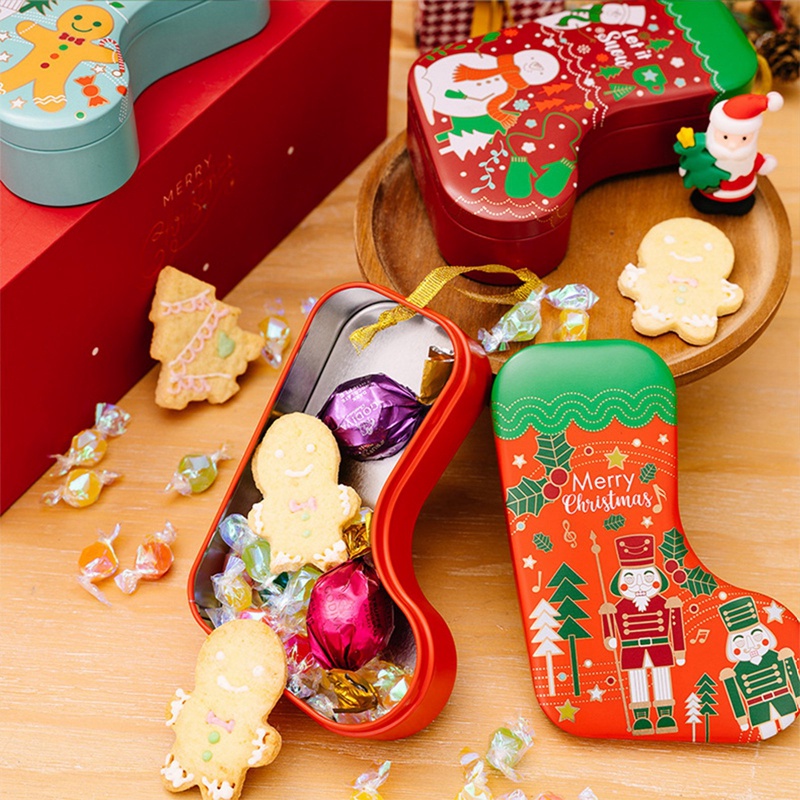 Yychaoy Hộp Thiếc Đựng Kẹo / Bánh Quy / Đồ Ăn Vặt Trang Trí Cây Thông Giáng Sinh
