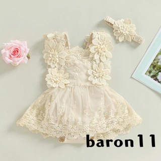 Bộ Áo Liền Quần Cổ Vuông Không Tay Phối Ren Hoa + Băng Đô Dành Cho Bé Gái k8lm