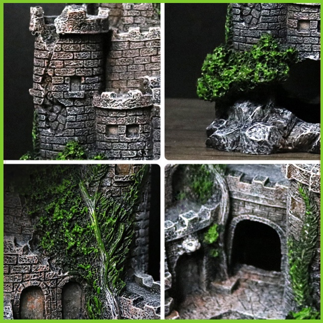 Gwen Lâu Đài Giả Bằng Nhựa resin Trang Trí Bể Cá