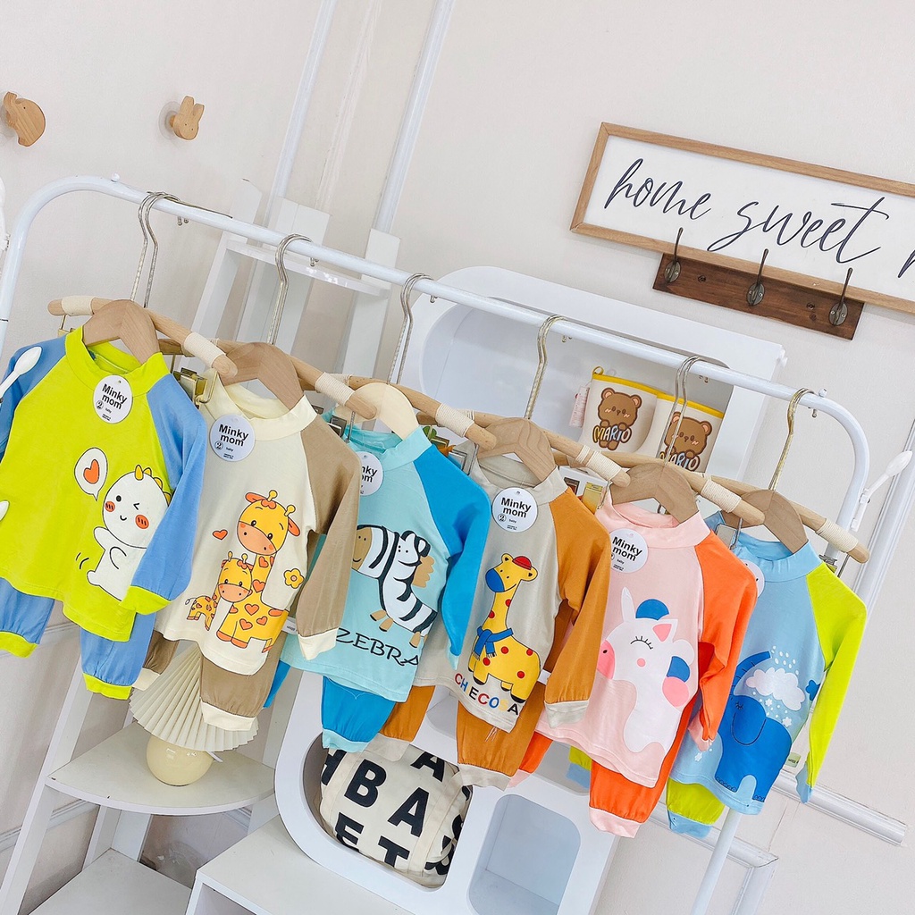 Bộ dài tay cho bé Minkymom mặc điều hòa mùa hè, thu đông, chất thun lạnh cao cấp, thoáng mát và chống muỗi