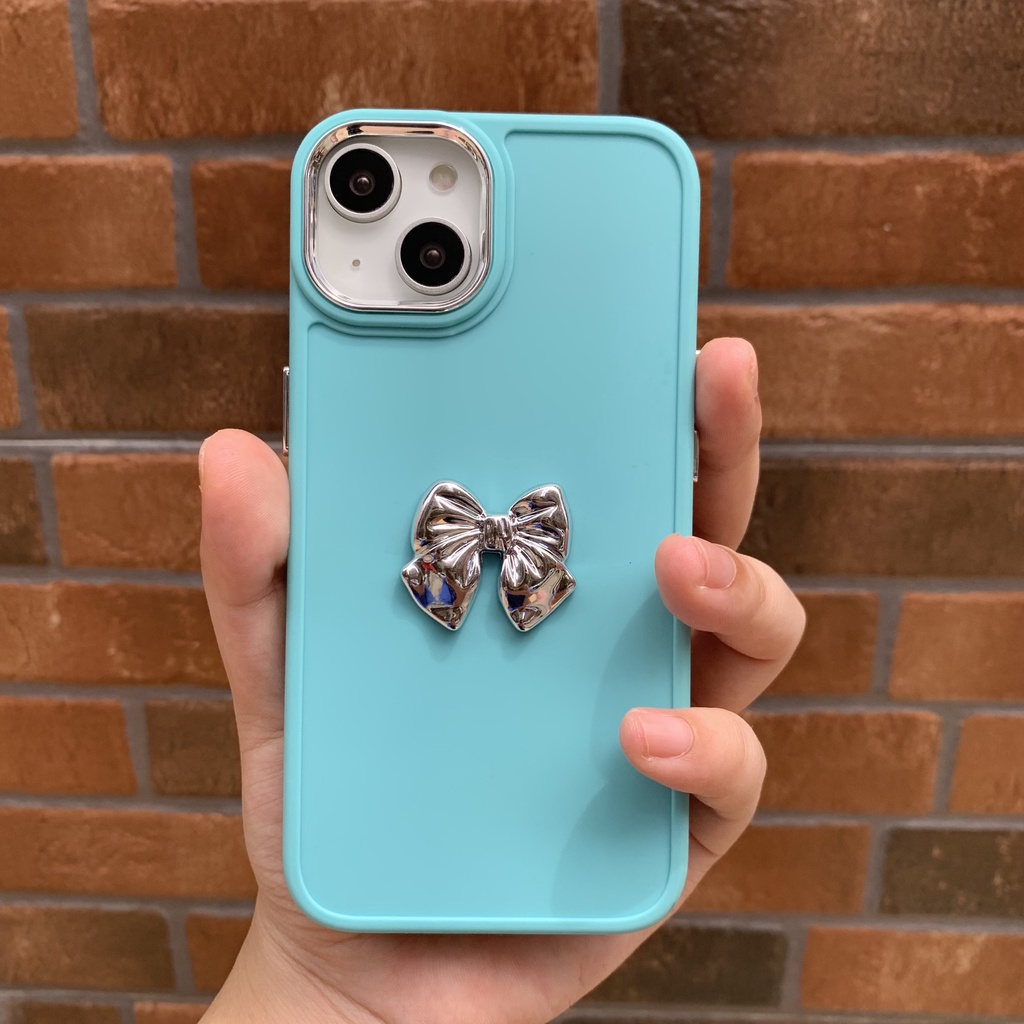 Thời Trang Ốp Điện Thoại Silicone Mềm Chống Sốc Đính Nơ Xinh Xắn Cho iphone 15 14 13 12 11 pro max