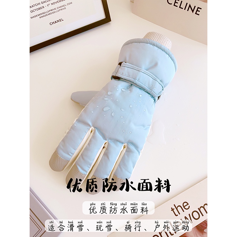 Ski Găng Tay cotton Dày Dặn Chống Gió Giữ Ấm Mùa Đông Có Thể Chạm Màn Hình Cảm Ứng