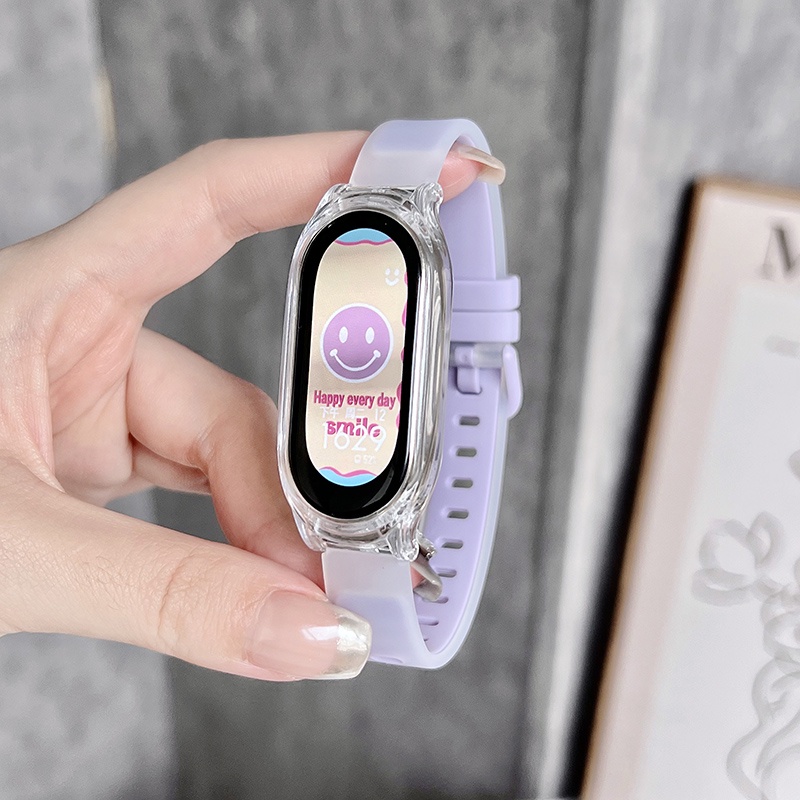 Dây Đeo silicone Trong Suốt Hai Màu Cho xiaomi mi band 8 7 6 mi5 4 3