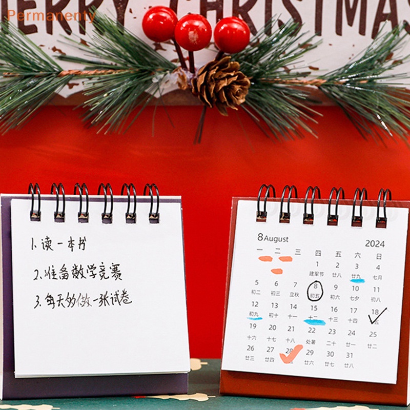 Lịch Để Bàn mini Năm 2024 kawaii Hoạt Hình Dễ Thương Ghi Chú Lập Kế Hoạch Hàng Ngày Để Bàn