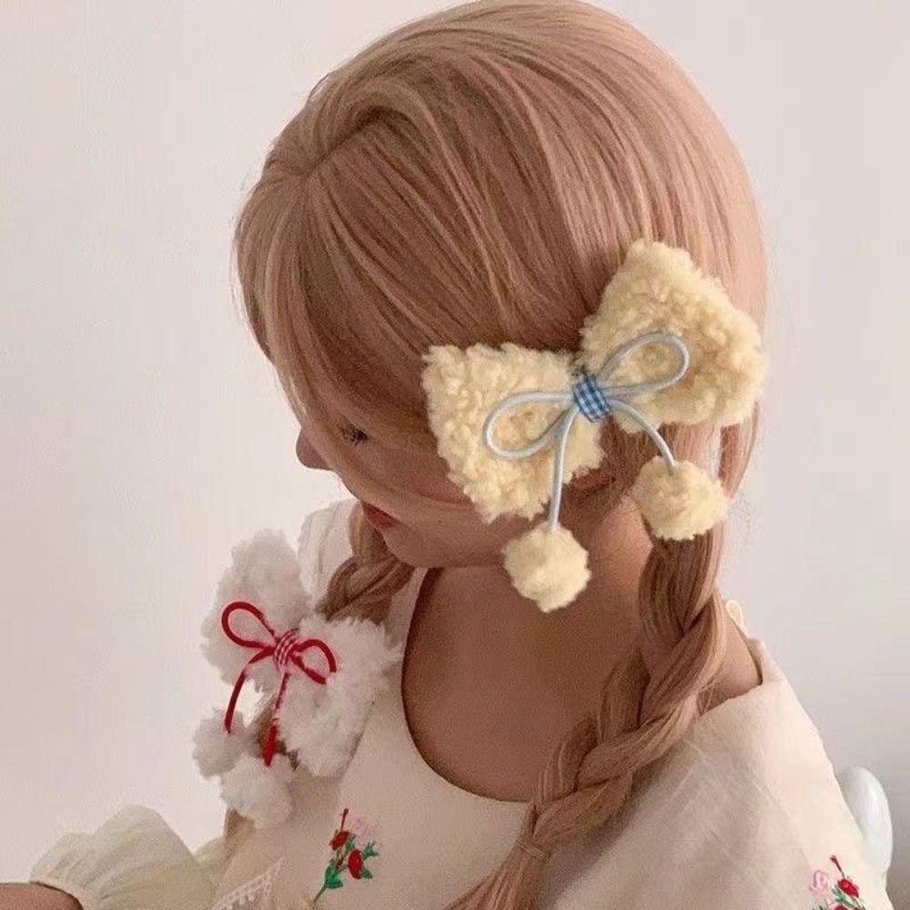 Shanlin Kẹp Tóc Hình Nơ Bằng Lông Nhung Phong Cách Hàn Quốc / Nhật Bản