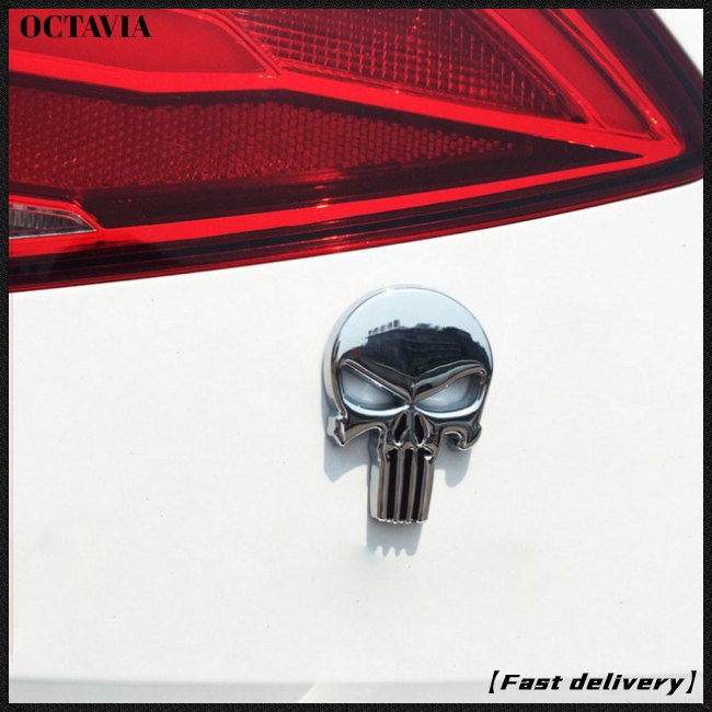 At Nhãn Dán Kim Loại Hình Đầu Lâu Trừu Tượng 3d Trang Trí Xe Hơi / Xe Tải / Mô Tô