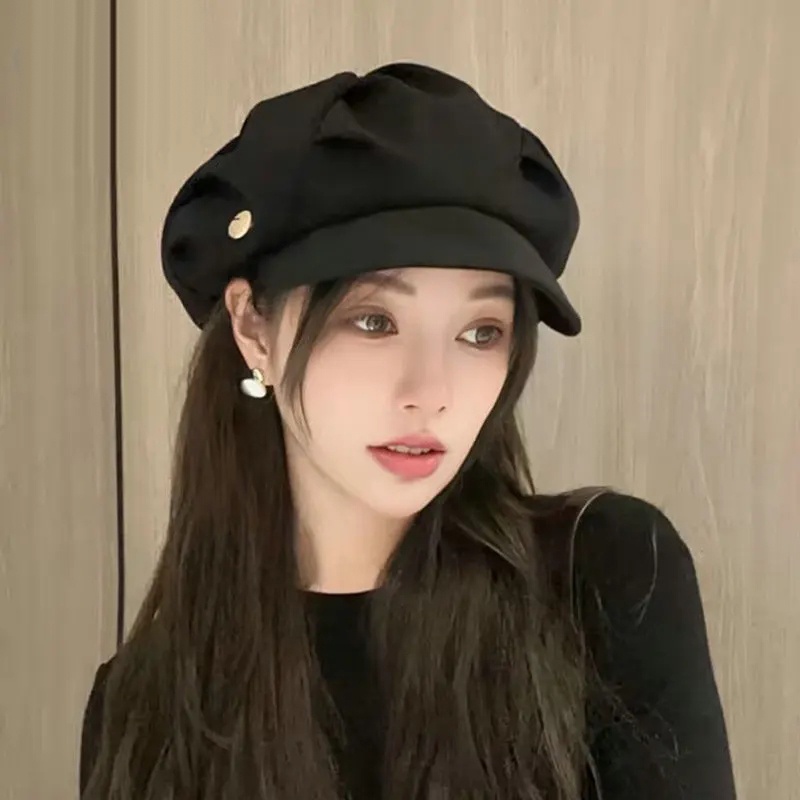 Mũ beret Xếp Ly Thời Trang Thu Đông Mới Cho Nữ