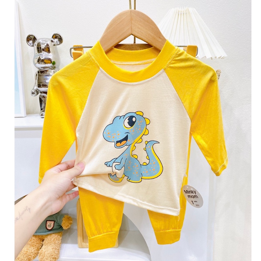 Bộ Dài Tay Thun Lạnh In Hình Con Vật Ngộ Nghĩnh Đáng Yêu Cho Bé Trai Bé Gái