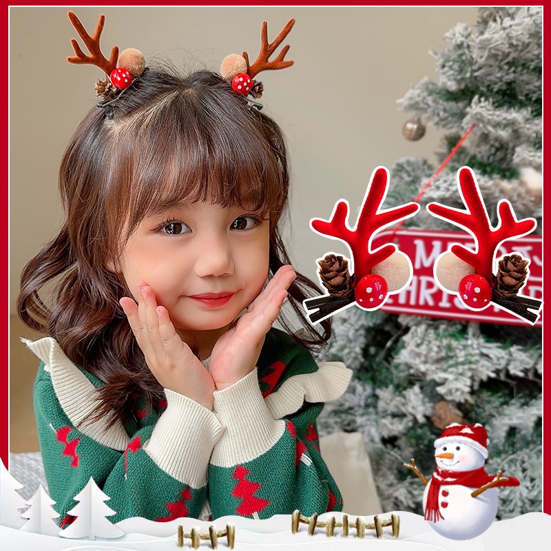 Mới Kẹp Tóc Hình Sừng Hươu Giáng Sinh Dễ Thương Cho Bé Gái