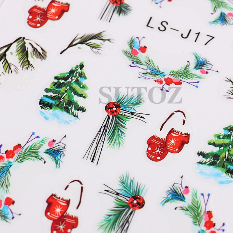 Mới Sticker Họa Tiết Cây Thông Giáng Sinh 3d Trang Trí Móng Tay