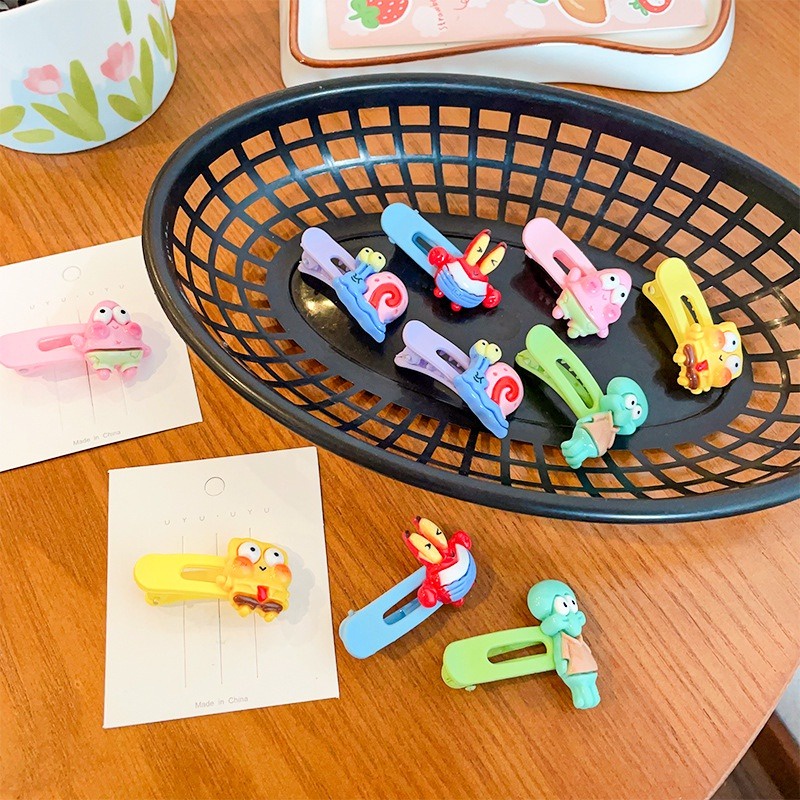 Kẹp Tóc Hình Vuông Cỡ Nhỏ Họa Tiết Hoạt Hình spongebob Dễ Thương Cho Bé Gái