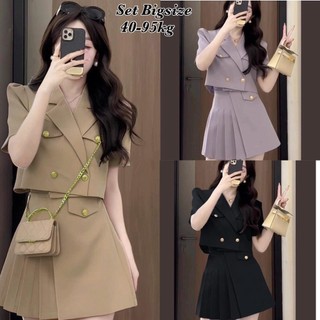 Thời Trang Bigsize - Set Áo Cột Dây Và Chân Váy Xếp Ly Bigsize Xinh Đẹp Dự Tiệc Giá Rẻ đủ size 40-95kg Én Nhỏ CóvBigsize