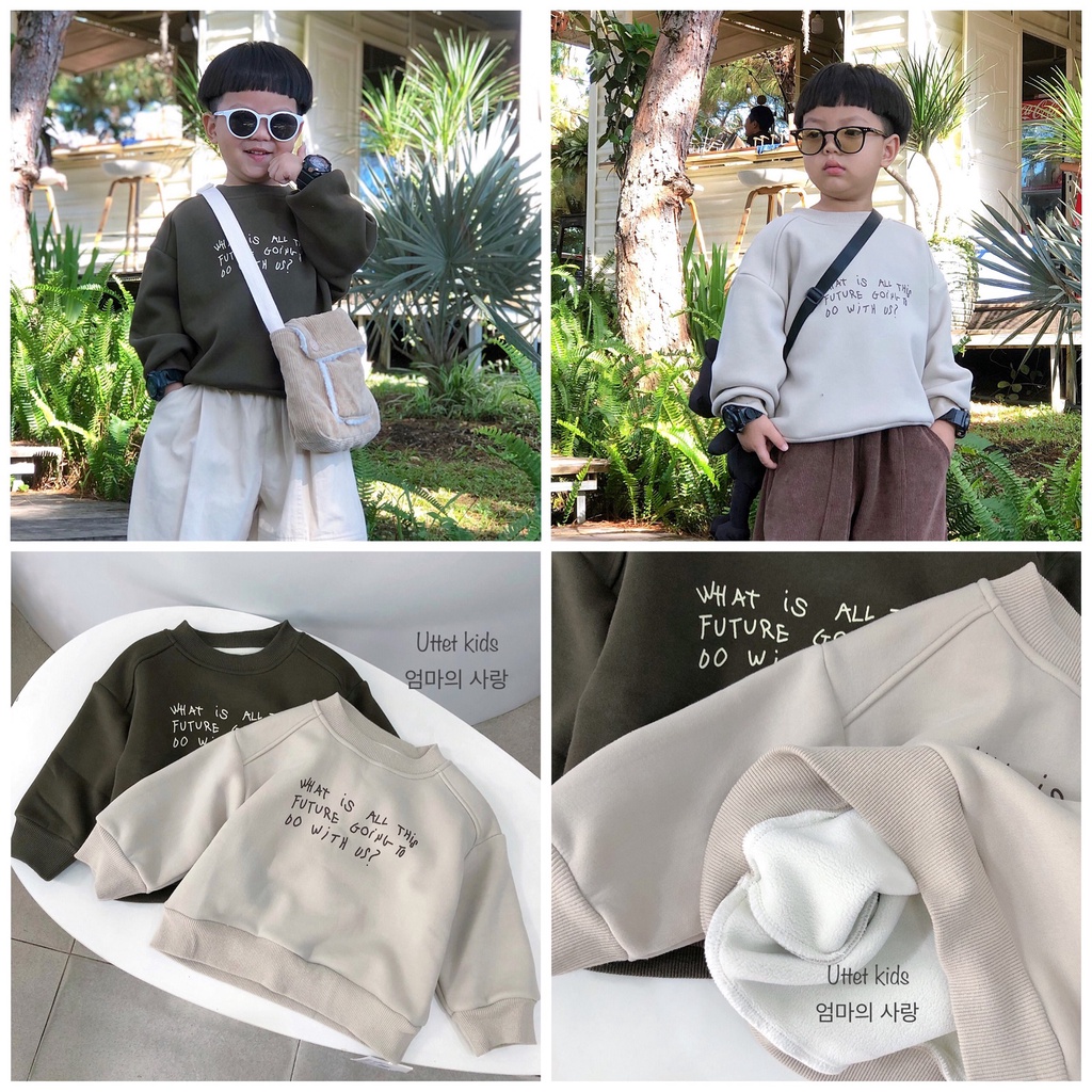 ÁO SWEATER LÓT BÔNG PHONG CÁCH HÀN QUỐC CHO BÉ GÁI VÀ BÉ TRAI RẤT ẤM 23127