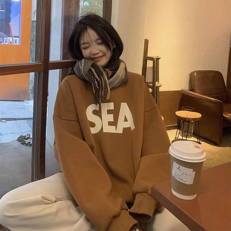 Áo Sweater Cổ Tròn Dáng Rộng Phong Cách Hàn Quốc Trẻ Trung Cho Nữ