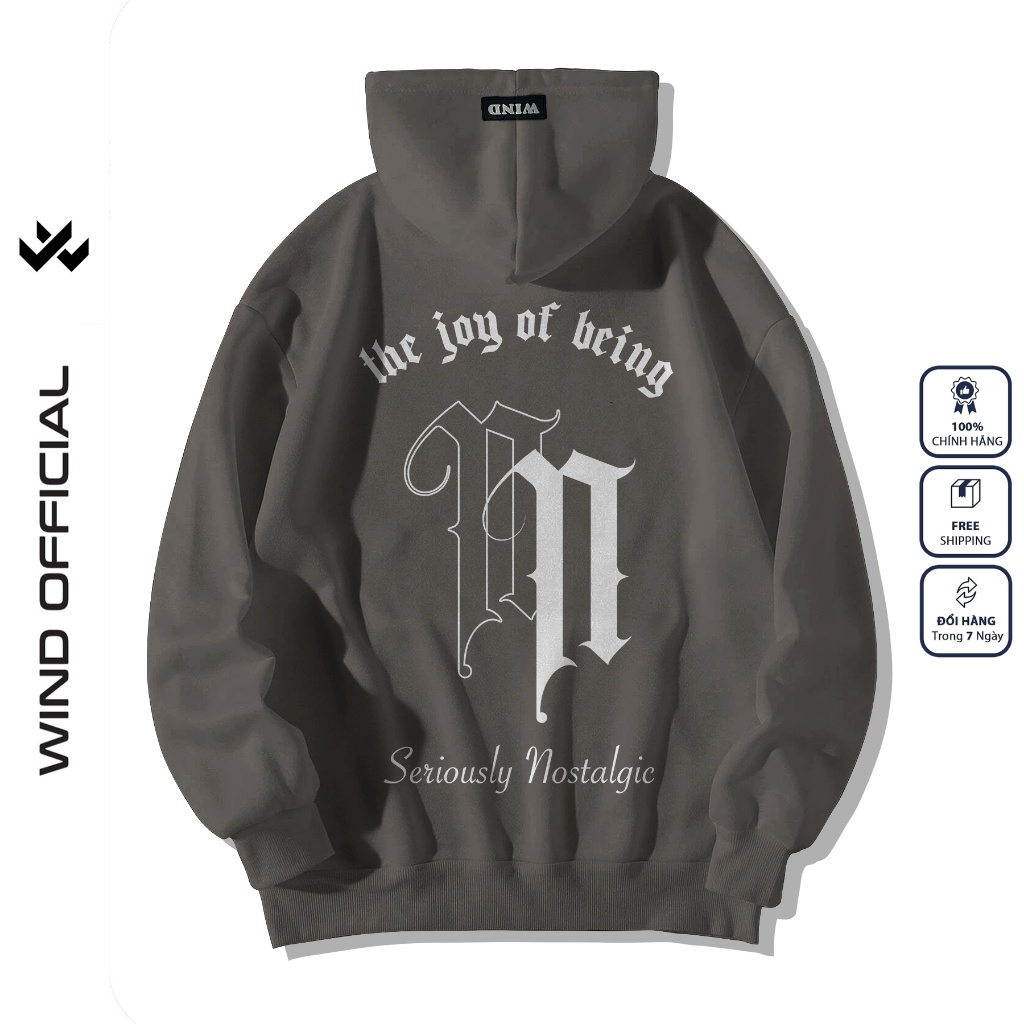Áo hoodie unisex form rộng WIIS Chữ N bản Premium nỉ ngoại nam nữ oversize