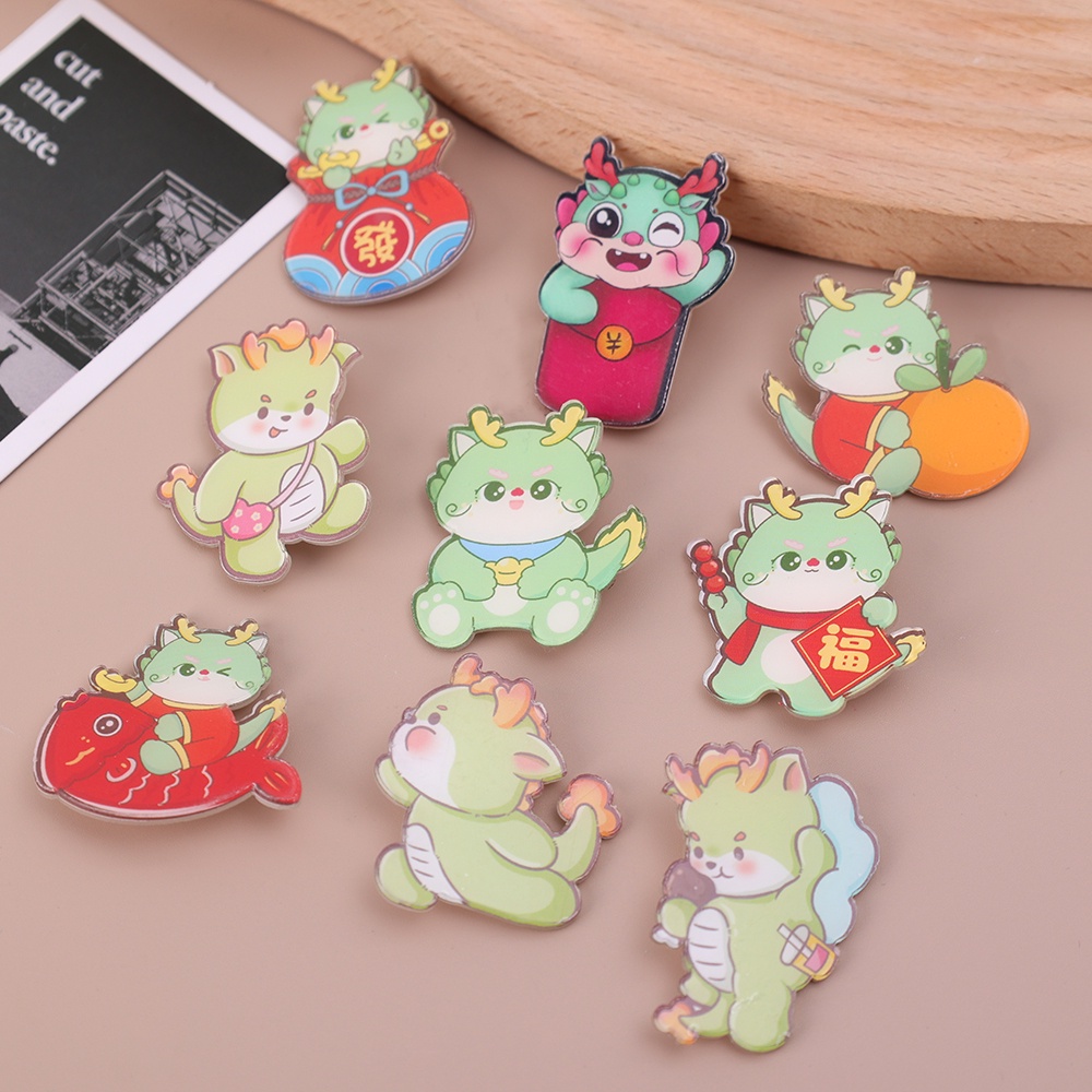 Ghim Cài Áo Hình Khủng Long Hoạt Hình Dễ Thương Phong Cách Trung Hoa