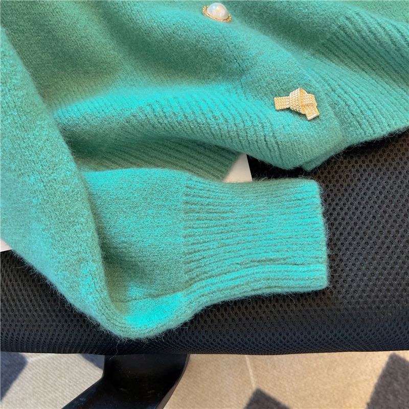 Xiaoxiang Áo Khoác cardigan Dệt Kim Tay Phồng Mềm Mại Màu Hồng Phong Cách Pháp Thời Trang Mùa Thu 2023 Cho Nữ