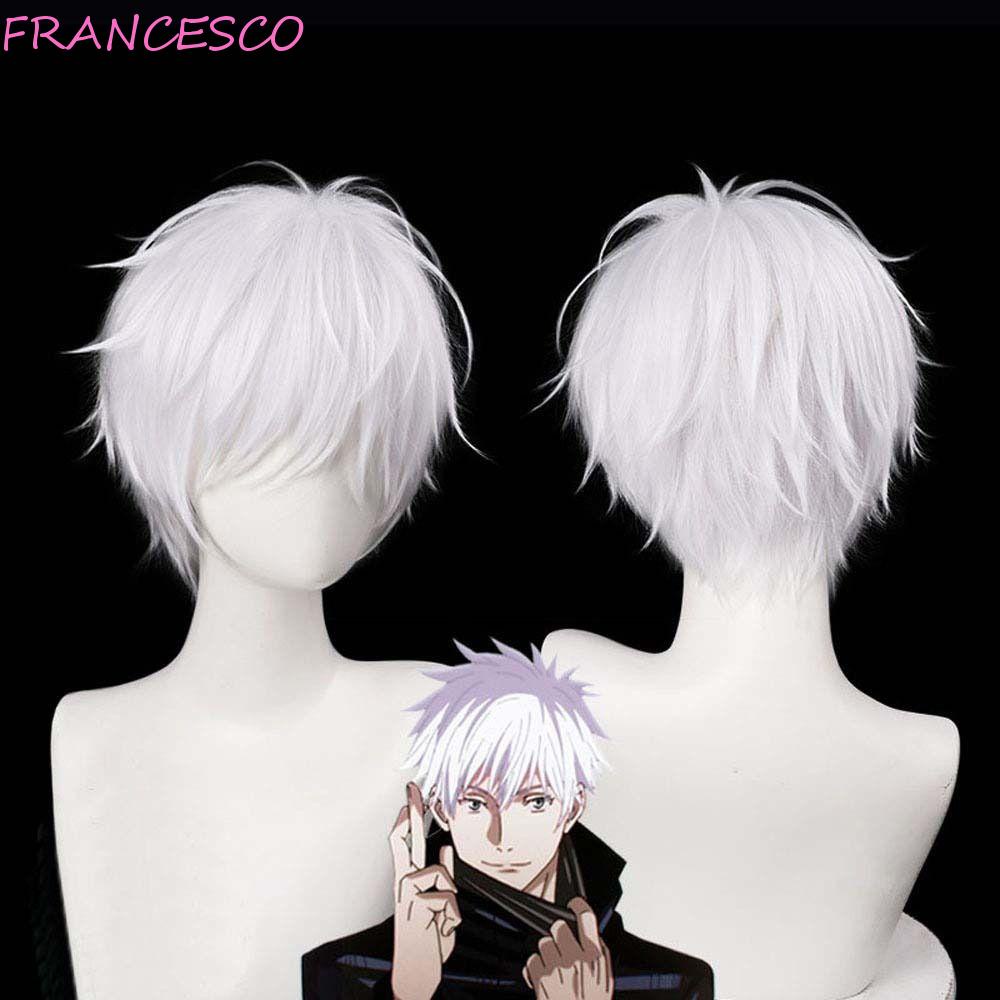 Tóc Giả Ngắn Hóa Trang Nhân Vật anime kaisen satoru gojo Bằng Sợi Tổng Hợp Chịu Nhiệt