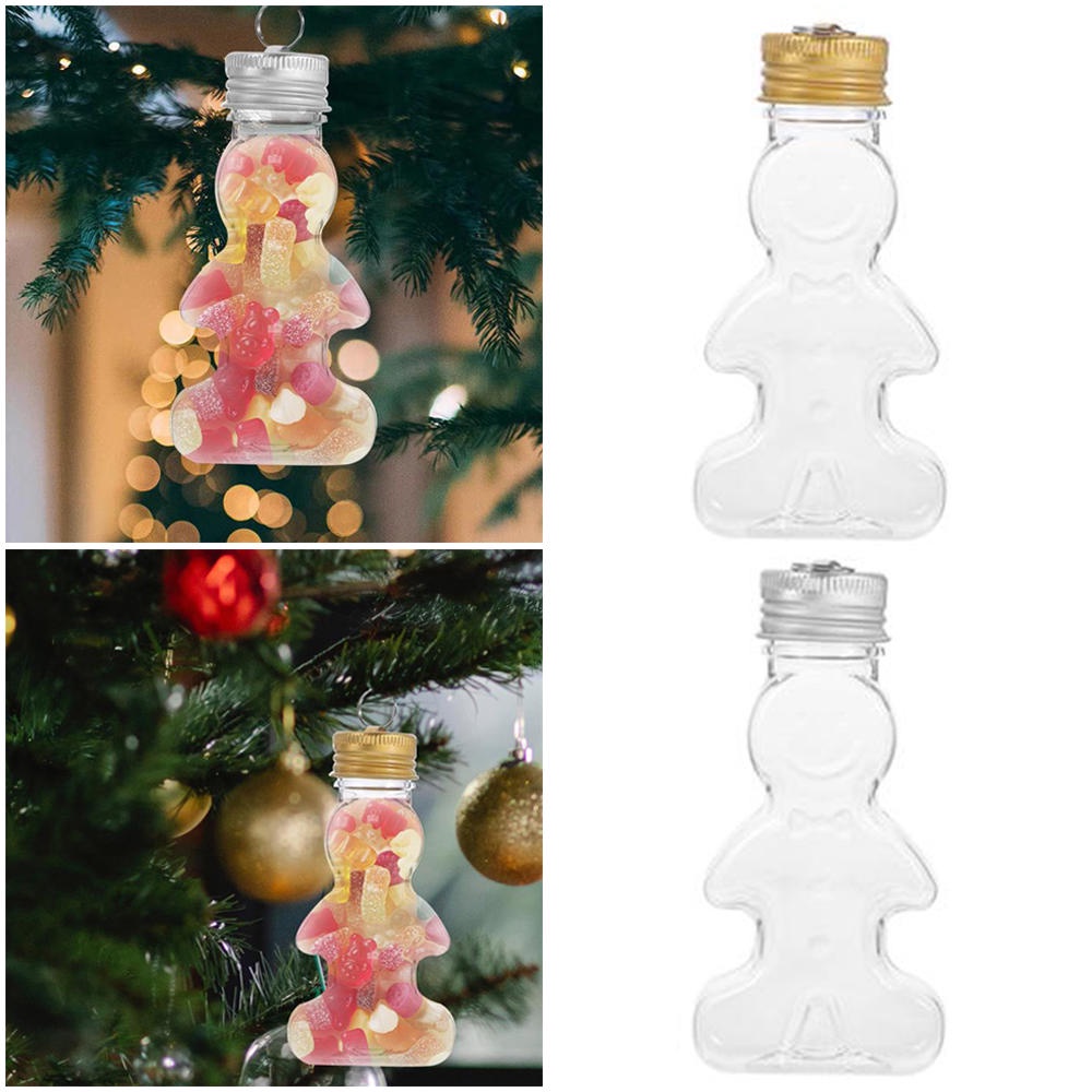 Set 5 Bình Đựng Kẹo Trong Suốt Hình Bánh Mì / Người Đàn Ông Trang Trí Cây Thông Giáng Sinh