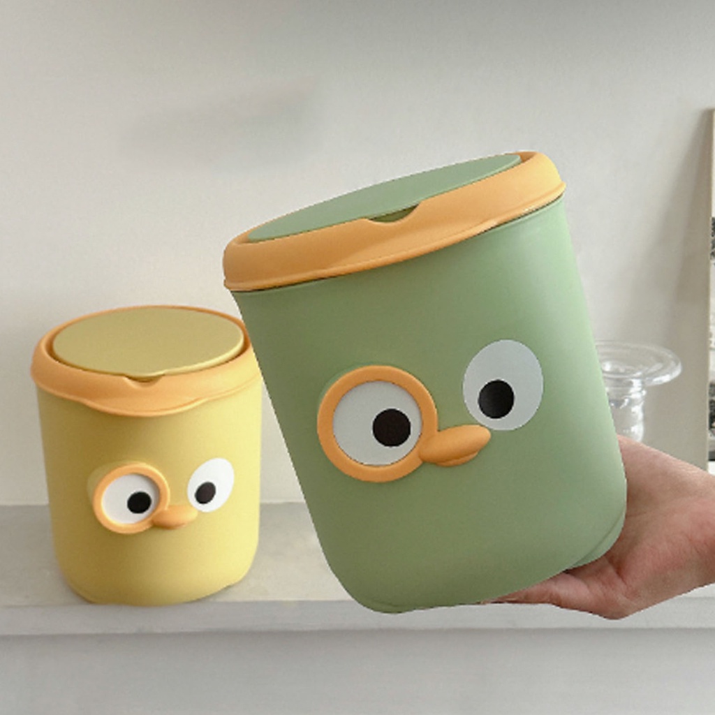 Thùng Rác Mini Có Nắp Thiết Kế Hoạt Hình Dễ Thương Nhựa Để Bàn Đậy Đầu Giường Văn Phòng