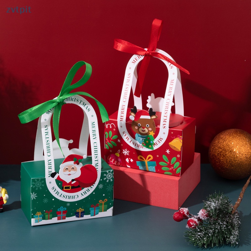 Zvt Hộp Đựng Quà Giáng Sinh / Bánh Quy / Kẹo / Bánh Quy Có Dây Ruy Băng Trang Trí Giáng Sinh / Năm Mới vn