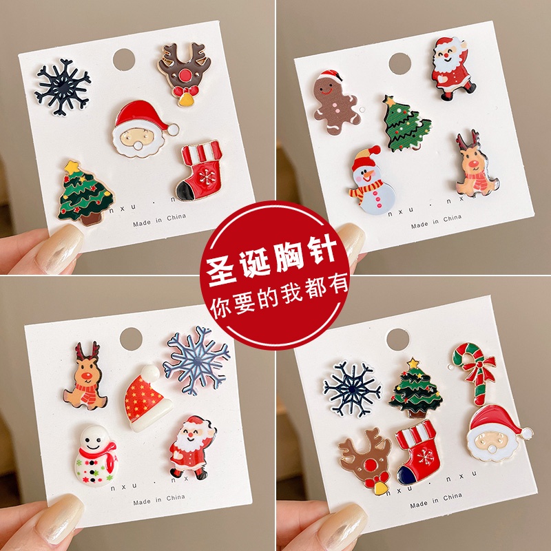 Set 6 Ghim Cài Áo Tạo Hình Chủ Đề Giáng Sinh Dễ Thương Cá Tính Dành Cho Cả Nam Và Nữ