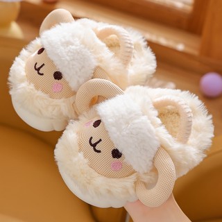 Dép bông đi trong nhà đế mềm chống trượt hình hoạt hình dễ thương cho trẻ sơ sinh