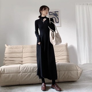 Váy nữ váy thu đông váy body dáng dài váy xinh