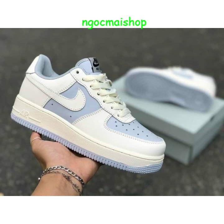 SALE-Giày AF1 màu trắng xanh baby blue , Giày thể thao air force 1 trắng xanh kem cao cấp bản đẹp mới 2023