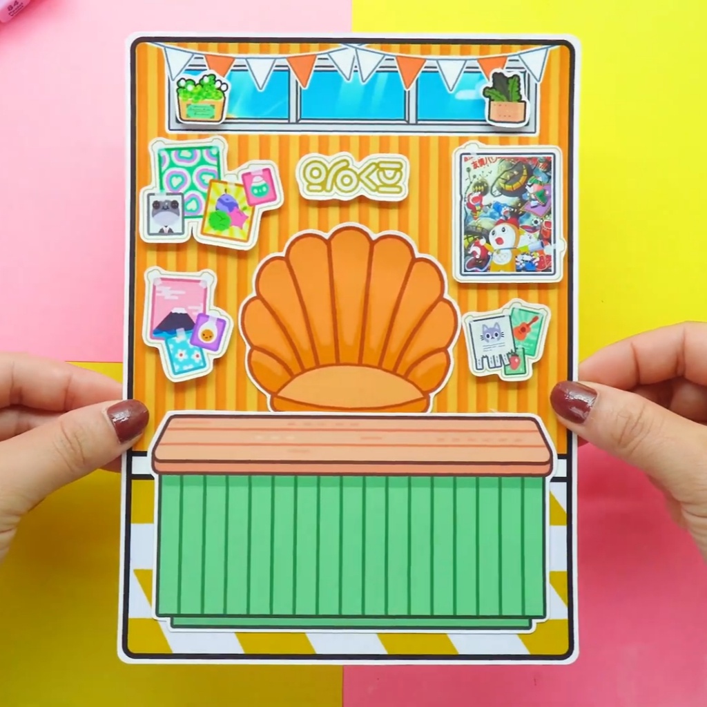 Học liệu toca DoreMon quite book đồ chơi bóc dán thông minh bằng giấy thủ công Zin Càu Vòng